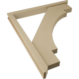 Ekena Millwork - BKTUR0352X38X44MRC06RCPR - Timberthane Faux Wood Merced Style Bracket w/ Offset Brace, Slat Ends, 3 1/2"W x 38"D x 44"H, Primed Tan