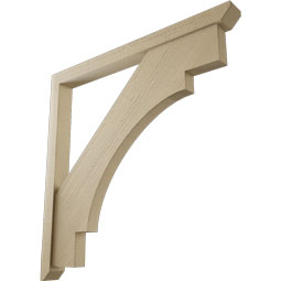 Ekena Millwork - BKTUR0352X40X40MRC06RCPR - Timberthane Faux Wood Merced Style Bracket w/ Offset Brace, Slat Ends, 3 1/2"W x 40"D x 40"H, Primed Tan