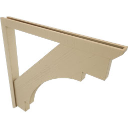 Ekena Millwork - BKTUR0352X42X42MRC06RCPR - Timberthane Faux Wood Merced Style Bracket w/ Offset Brace, Slat Ends, 3 1/2"W x 42"D x 42"H, Primed Tan