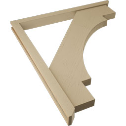 Ekena Millwork - BKTUR0352X42X48MRC06RCPR - Timberthane Faux Wood Merced Style Bracket w/ Offset Brace, Slat Ends, 3 1/2"W x 42"D x 48"H, Primed Tan