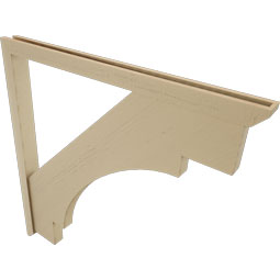 Ekena Millwork - BKTUR0352X48X48MRC06RCPR - Timberthane Faux Wood Merced Style Bracket w/ Offset Brace, Slat Ends, 3 1/2"W x 48"D x 48"H, Primed Tan