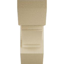 Ekena Millwork - BKTUR0554X14X14MRC06RCPR - Timberthane Faux Wood Merced Style Bracket w/ Offset Brace, Slat Ends, 5 1/2"W x 14"D x 14"H, Primed Tan