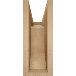 Ekena Millwork - BKTUR0554X14X14MRC06RCPR - Timberthane Faux Wood Merced Style Bracket w/ Offset Brace, Slat Ends, 5 1/2"W x 14"D x 14"H, Primed Tan