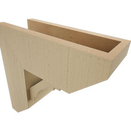 Ekena Millwork - BKTUR0554X14X14MRC06RCPR - Timberthane Faux Wood Merced Style Bracket w/ Offset Brace, Slat Ends, 5 1/2"W x 14"D x 14"H, Primed Tan
