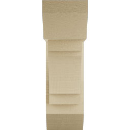 Ekena Millwork - BKTUR0554X14X18MRC06RCPR - Timberthane Faux Wood Merced Style Bracket w/ Offset Brace, Slat Ends, 5 1/2"W x 14"D x 18"H, Primed Tan