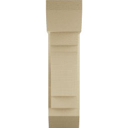 Ekena Millwork - BKTUR0554X14X22MRC06RCPR - Timberthane Faux Wood Merced Style Bracket w/ Offset Brace, Slat Ends, 5 1/2"W x 14"D x 22"H, Primed Tan