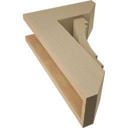 Ekena Millwork - BKTUR0554X14X22MRC06RCPR - Timberthane Faux Wood Merced Style Bracket w/ Offset Brace, Slat Ends, 5 1/2"W x 14"D x 22"H, Primed Tan