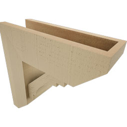 Ekena Millwork - BKTUR0554X16X16MRC06RCPR - Timberthane Faux Wood Merced Style Bracket w/ Offset Brace, Slat Ends, 5 1/2"W x 16"D x 16"H, Primed Tan