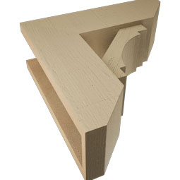 Ekena Millwork - BKTUR0554X16X16MRC06RCPR - Timberthane Faux Wood Merced Style Bracket w/ Offset Brace, Slat Ends, 5 1/2"W x 16"D x 16"H, Primed Tan
