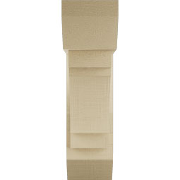 Ekena Millwork - BKTUR0554X16X20MRC06RCPR - Timberthane Faux Wood Merced Style Bracket w/ Offset Brace, Slat Ends, 5 1/2"W x 16"D x 20"H, Primed Tan