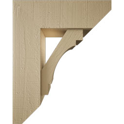 Ekena Millwork - BKTUR0554X16X20MRC06RCPR - Timberthane Faux Wood Merced Style Bracket w/ Offset Brace, Slat Ends, 5 1/2"W x 16"D x 20"H, Primed Tan
