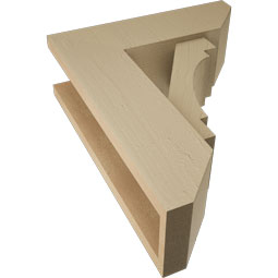 Ekena Millwork - BKTUR0554X16X20MRC06RCPR - Timberthane Faux Wood Merced Style Bracket w/ Offset Brace, Slat Ends, 5 1/2"W x 16"D x 20"H, Primed Tan