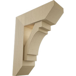 Ekena Millwork - BKTUR0554X16X20MRC06RCPR - Timberthane Faux Wood Merced Style Bracket w/ Offset Brace, Slat Ends, 5 1/2"W x 16"D x 20"H, Primed Tan