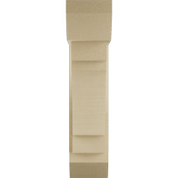 Ekena Millwork - BKTUR0554X16X24MRC06RCPR - Timberthane Faux Wood Merced Style Bracket w/ Offset Brace, Slat Ends, 5 1/2"W x 16"D x 24"H, Primed Tan
