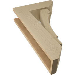 Ekena Millwork - BKTUR0554X16X28MRC06RCPR - Timberthane Faux Wood Merced Style Bracket w/ Offset Brace, Slat Ends, 5 1/2"W x 16"D x 28"H, Primed Tan
