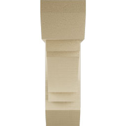 Ekena Millwork - BKTUR0554X18X18MRC06RCPR - Timberthane Faux Wood Merced Style Bracket w/ Offset Brace, Slat Ends, 5 1/2"W x 18"D x 18"H, Primed Tan