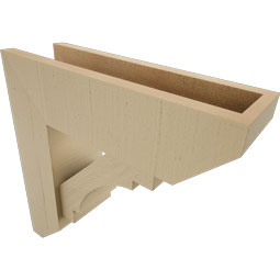 Ekena Millwork - BKTUR0554X18X18MRC06RCPR - Timberthane Faux Wood Merced Style Bracket w/ Offset Brace, Slat Ends, 5 1/2"W x 18"D x 18"H, Primed Tan