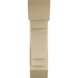 Ekena Millwork - BKTUR0554X18X22MRC06RCPR - Timberthane Faux Wood Merced Style Bracket w/ Offset Brace, Slat Ends, 5 1/2"W x 18"D x 22"H, Primed Tan