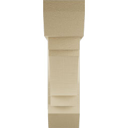 Ekena Millwork - BKTUR0554X20X20MRC06RCPR - Timberthane Faux Wood Merced Style Bracket w/ Offset Brace, Slat Ends, 5 1/2"W x 20"D x 20"H, Primed Tan