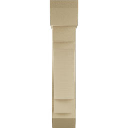 Ekena Millwork - BKTUR0554X20X28MRC06RCPR - Timberthane Faux Wood Merced Style Bracket w/ Offset Brace, Slat Ends, 5 1/2"W x 20"D x 28"H, Primed Tan