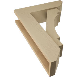 Ekena Millwork - BKTUR0554X20X28MRC06RCPR - Timberthane Faux Wood Merced Style Bracket w/ Offset Brace, Slat Ends, 5 1/2"W x 20"D x 28"H, Primed Tan