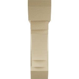 Ekena Millwork - BKTUR0554X22X22MRC06RCPR - Timberthane Faux Wood Merced Style Bracket w/ Offset Brace, Slat Ends, 5 1/2"W x 22"D x 22"H, Primed Tan