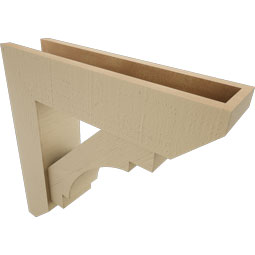 Ekena Millwork - BKTUR0554X22X22MRC06RCPR - Timberthane Faux Wood Merced Style Bracket w/ Offset Brace, Slat Ends, 5 1/2"W x 22"D x 22"H, Primed Tan