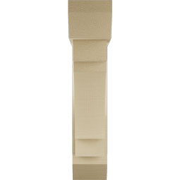 Ekena Millwork - BKTUR0554X22X26MRC06RCPR - Timberthane Faux Wood Merced Style Bracket w/ Offset Brace, Slat Ends, 5 1/2"W x 22"D x 26"H, Primed Tan