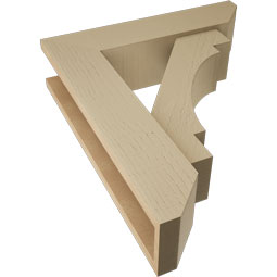 Ekena Millwork - BKTUR0554X22X26MRC06RCPR - Timberthane Faux Wood Merced Style Bracket w/ Offset Brace, Slat Ends, 5 1/2"W x 22"D x 26"H, Primed Tan