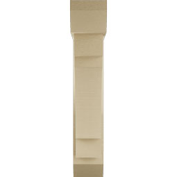Ekena Millwork - BKTUR0554X22X30MRC06RCPR - Timberthane Faux Wood Merced Style Bracket w/ Offset Brace, Slat Ends, 5 1/2"W x 22"D x 30"H, Primed Tan