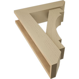 Ekena Millwork - BKTUR0554X22X30MRC06RCPR - Timberthane Faux Wood Merced Style Bracket w/ Offset Brace, Slat Ends, 5 1/2"W x 22"D x 30"H, Primed Tan