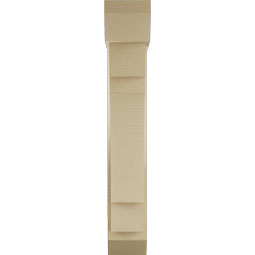 Ekena Millwork - BKTUR0554X22X34MRC06RCPR - Timberthane Faux Wood Merced Style Bracket w/ Offset Brace, Slat Ends, 5 1/2"W x 22"D x 34"H, Primed Tan