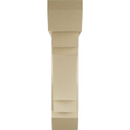 Ekena Millwork - BKTUR0554X24X24MRC06RCPR - Timberthane Faux Wood Merced Style Bracket w/ Offset Brace, Slat Ends, 5 1/2"W x 24"D x 24"H, Primed Tan