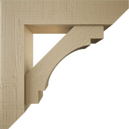Ekena Millwork - BKTUR0554X24X24MRC06RCPR - Timberthane Faux Wood Merced Style Bracket w/ Offset Brace, Slat Ends, 5 1/2"W x 24"D x 24"H, Primed Tan