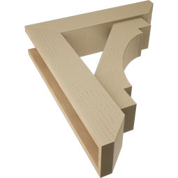 Ekena Millwork - BKTUR0554X24X28MRC06RCPR - Timberthane Faux Wood Merced Style Bracket w/ Offset Brace, Slat Ends, 5 1/2"W x 24"D x 28"H, Primed Tan