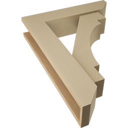Ekena Millwork - BKTUR0554X24X32MRC06RCPR - Timberthane Faux Wood Merced Style Bracket w/ Offset Brace, Slat Ends, 5 1/2"W x 24"D x 32"H, Primed Tan