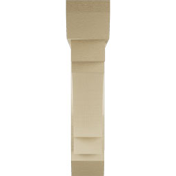 Ekena Millwork - BKTUR0554X26X26MRC06RCPR - Timberthane Faux Wood Merced Style Bracket w/ Offset Brace, Slat Ends, 5 1/2"W x 26"D x 26"H, Primed Tan