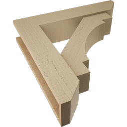 Ekena Millwork - BKTUR0554X26X26MRC06RCPR - Timberthane Faux Wood Merced Style Bracket w/ Offset Brace, Slat Ends, 5 1/2"W x 26"D x 26"H, Primed Tan