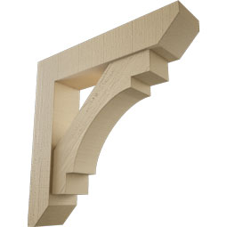 Ekena Millwork - BKTUR0554X26X26MRC06RCPR - Timberthane Faux Wood Merced Style Bracket w/ Offset Brace, Slat Ends, 5 1/2"W x 26"D x 26"H, Primed Tan
