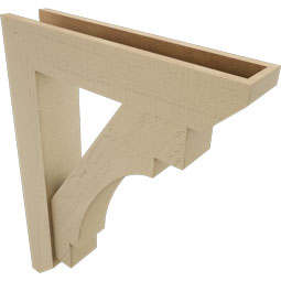 Ekena Millwork - BKTUR0554X26X34MRC06RCPR - Timberthane Faux Wood Merced Style Bracket w/ Offset Brace, Slat Ends, 5 1/2"W x 26"D x 34"H, Primed Tan