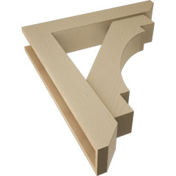 Ekena Millwork - BKTUR0554X30X34MRC06RCPR - Timberthane Faux Wood Merced Style Bracket w/ Offset Brace, Slat Ends, 5 1/2"W x 30"D x 34"H, Primed Tan