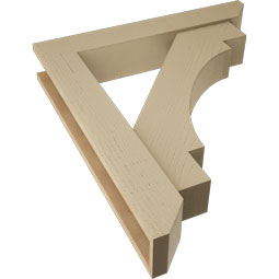 Ekena Millwork - BKTUR0554X32X36MRC06RCPR - Timberthane Faux Wood Merced Style Bracket w/ Offset Brace, Slat Ends, 5 1/2"W x 32"D x 36"H, Primed Tan