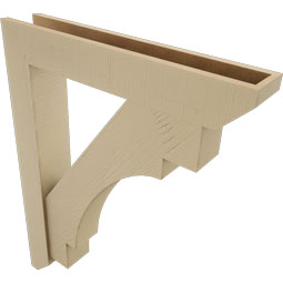 Ekena Millwork - BKTUR0554X32X40MRC06RCPR - Timberthane Faux Wood Merced Style Bracket w/ Offset Brace, Slat Ends, 5 1/2"W x 32"D x 40"H, Primed Tan