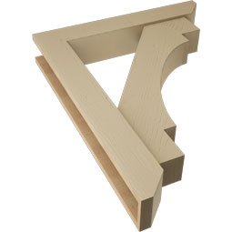 Ekena Millwork - BKTUR0554X32X40MRC06RCPR - Timberthane Faux Wood Merced Style Bracket w/ Offset Brace, Slat Ends, 5 1/2"W x 32"D x 40"H, Primed Tan