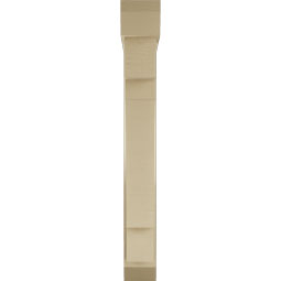 Ekena Millwork - BKTUR0554X32X44MRC06RCPR - Timberthane Faux Wood Merced Style Bracket w/ Offset Brace, Slat Ends, 5 1/2"W x 32"D x 44"H, Primed Tan