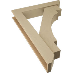 Ekena Millwork - BKTUR0554X32X44MRC06RCPR - Timberthane Faux Wood Merced Style Bracket w/ Offset Brace, Slat Ends, 5 1/2"W x 32"D x 44"H, Primed Tan