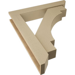 Ekena Millwork - BKTUR0554X34X38MRC06RCPR - Timberthane Faux Wood Merced Style Bracket w/ Offset Brace, Slat Ends, 5 1/2"W x 34"D x 38"H, Primed Tan