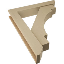 Ekena Millwork - BKTUR0554X34X40MRC06RCPR - Timberthane Faux Wood Merced Style Bracket w/ Offset Brace, Slat Ends, 5 1/2"W x 34"D x 40"H, Primed Tan