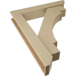Ekena Millwork - BKTUR0554X34X42MRC06RCPR - Timberthane Faux Wood Merced Style Bracket w/ Offset Brace, Slat Ends, 5 1/2"W x 34"D x 42"H, Primed Tan