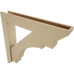 Ekena Millwork - BKTUR0554X36X36MRC06RCPR - Timberthane Faux Wood Merced Style Bracket w/ Offset Brace, Slat Ends, 5 1/2"W x 36"D x 36"H, Primed Tan